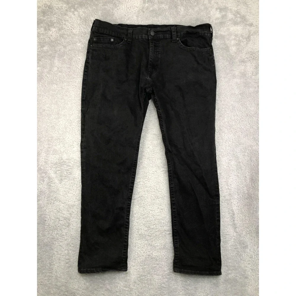 True Religion Jeans Men 44x32 Black Geno Relaxed Slim Denim